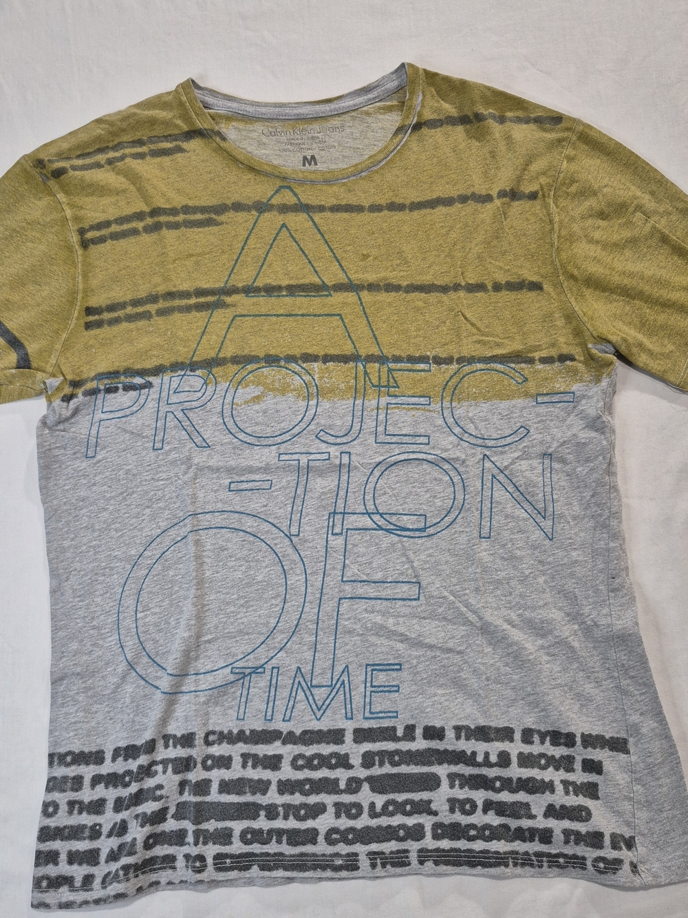 Graphic 'Projection of Time' Short Sleeve Tee - Yellow & Light Gray